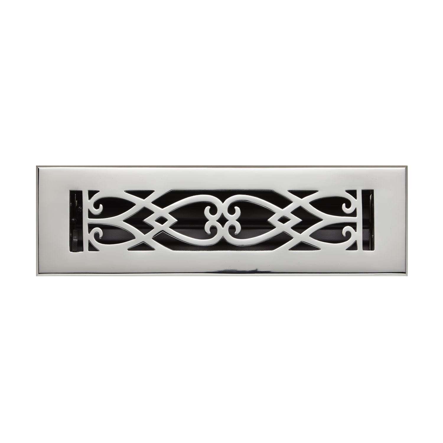 Naiture 4x12 Inch Brass Floor Register - Victorian Style Air Vent Cover with Chrome Finish for Home HVAC & Heating Systems