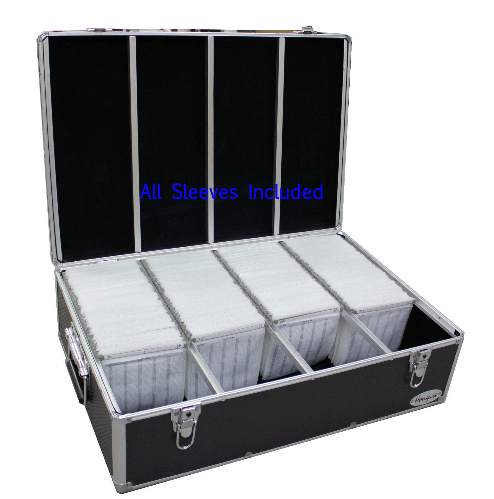 Premium Aluminum CD DVD Storage Case - Holds 1000 Discs, Black Organizer Box with Hanging Sleeves, MegaDisc Compatible - Perfect for Home Media Collections & Office Organization