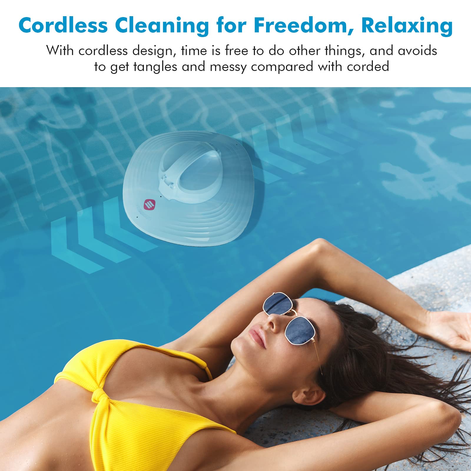 Hydrus Cordless Robotic Pool Cleaner for Above Ground Pools - Automatic Rechargeable Vacuum with 90 Min Runtime, Powerful Suction & Self-Parking - Ideal for Flat Swimming Pools up to 50Ft - Perfect for Weekly Pool Maintenance and Seasonal Cleaning