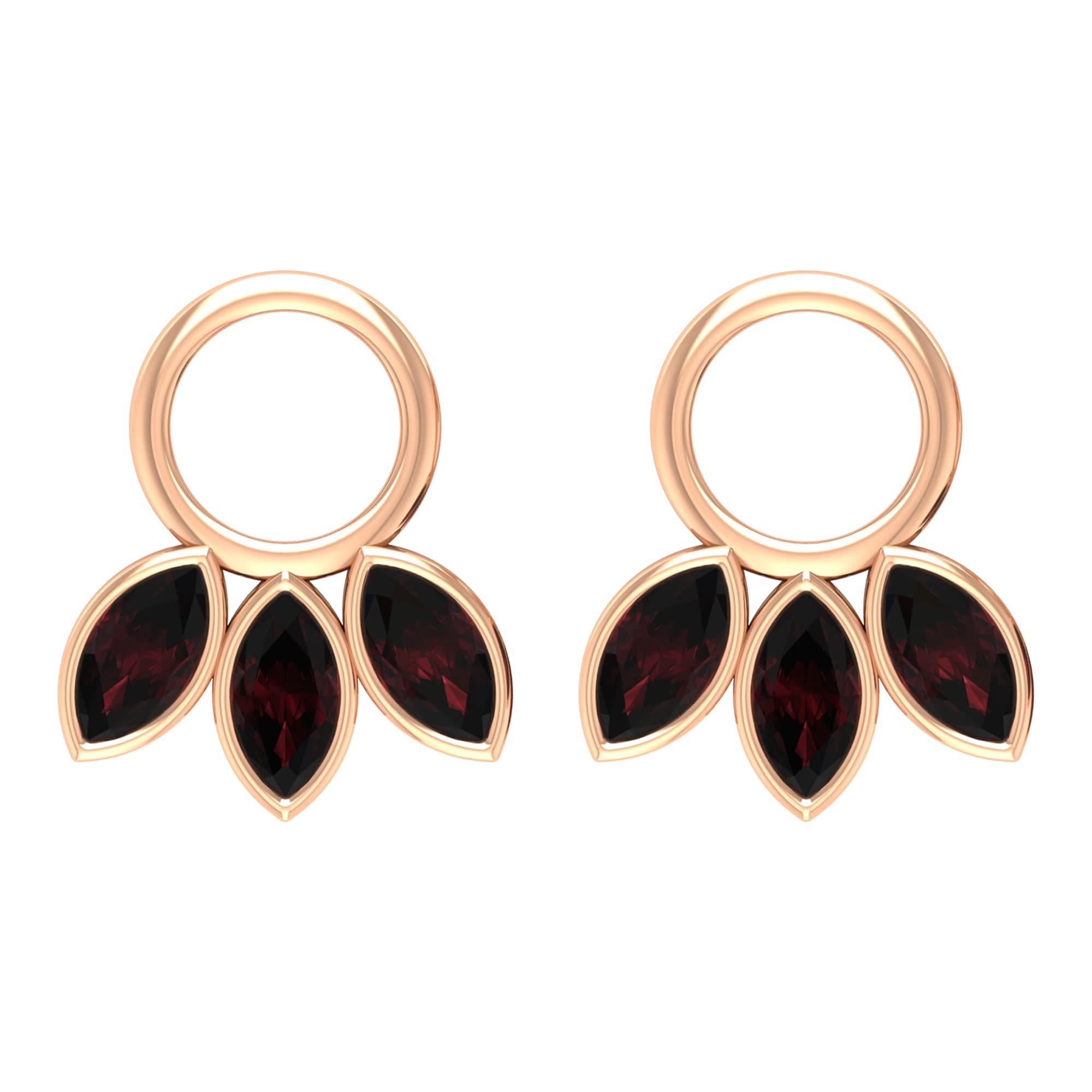 1/2 CT Marquise Cut Garnet Stud Earrings in 14K Solid Gold - Minimalist Bezel Set Red Garnet Earrings for Women - Perfect for Everyday Wear, Date Nights & Special Occasions