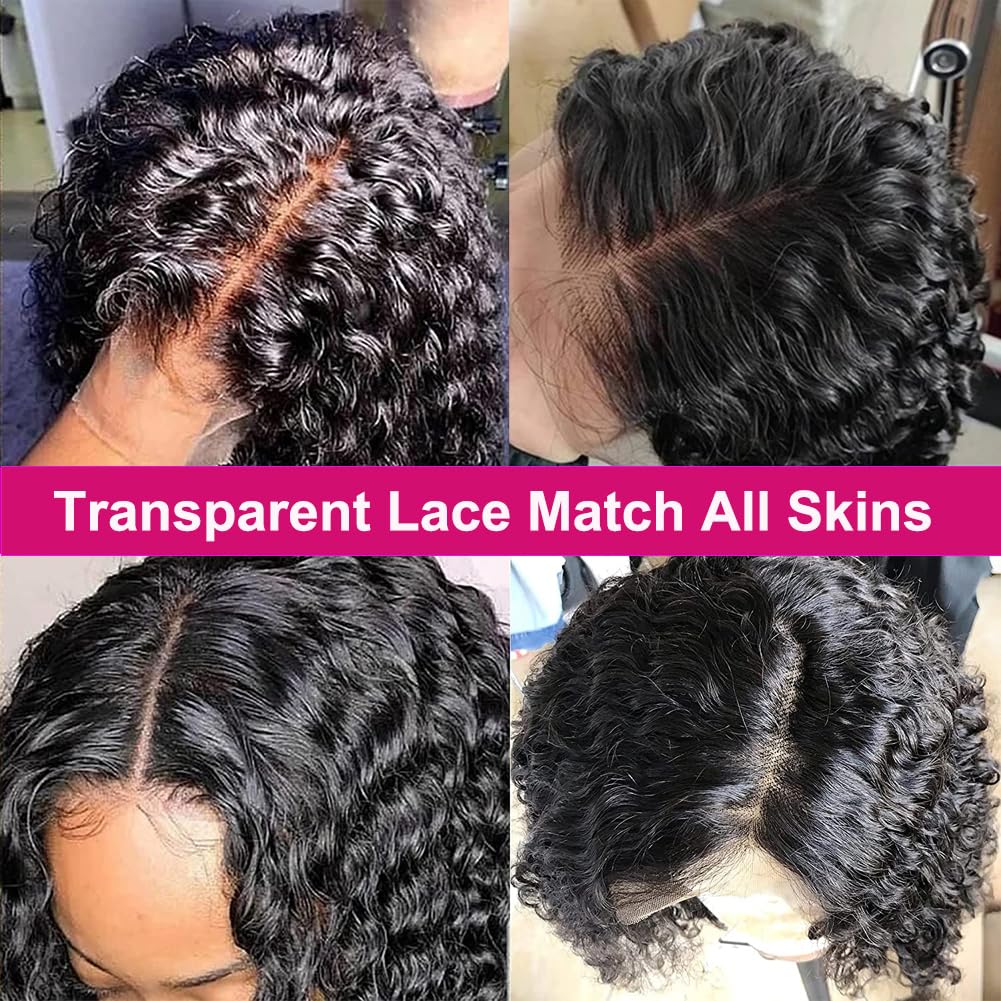 30 Inch Deep Wave Lace Front Wig Human Hair 13x6 HD - Pre Plucked 220% Density Deep Curly Lace Frontal Wig for Women - Natural Black/Brown Hair for Daily Wear, Parties & Special Occasions