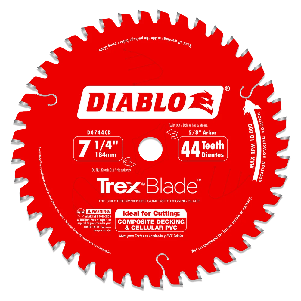 7 1/4 Inch x 44 Tooth Composite Material Circular Saw Blade for Wood & Plastics - 10 Pack | Perfect for DIY Projects, Woodworking, and Construction Work