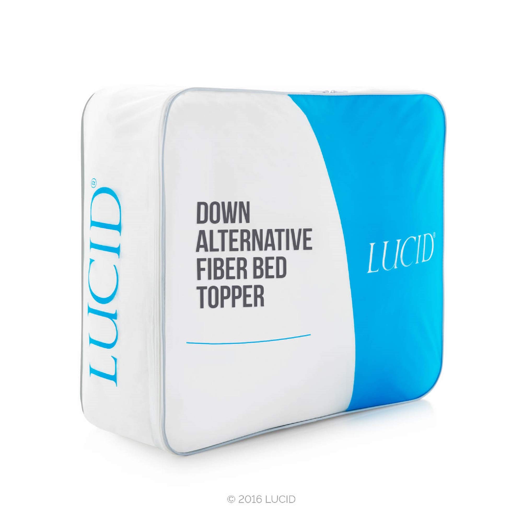 LUCID Ultra Plush 3 Inch Down Alternative Fiber Mattress Topper - Hypoallergenic Pillow Top with Soft Breathable Cotton Percale Cover - Full Size White - Perfect for Allergy Sufferers & Enhanced Sleep Comfort