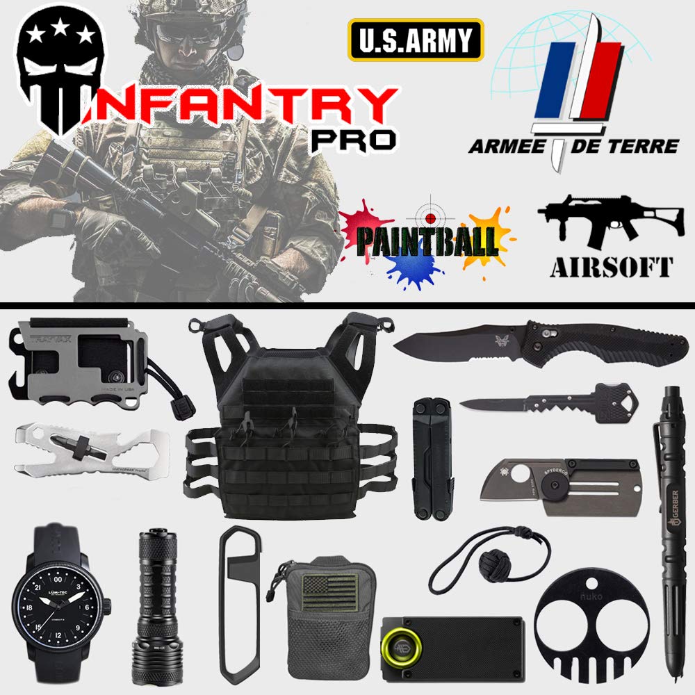 InfantryPro Tactical Vest for Airsoft - Military Plate Carrier, Police & Sniper Gear - Ballistic Protection for Airsoft Guns & BB Replicas - Perfect for Airsoft Battles, Training & Outdoor Tactical Scenarios