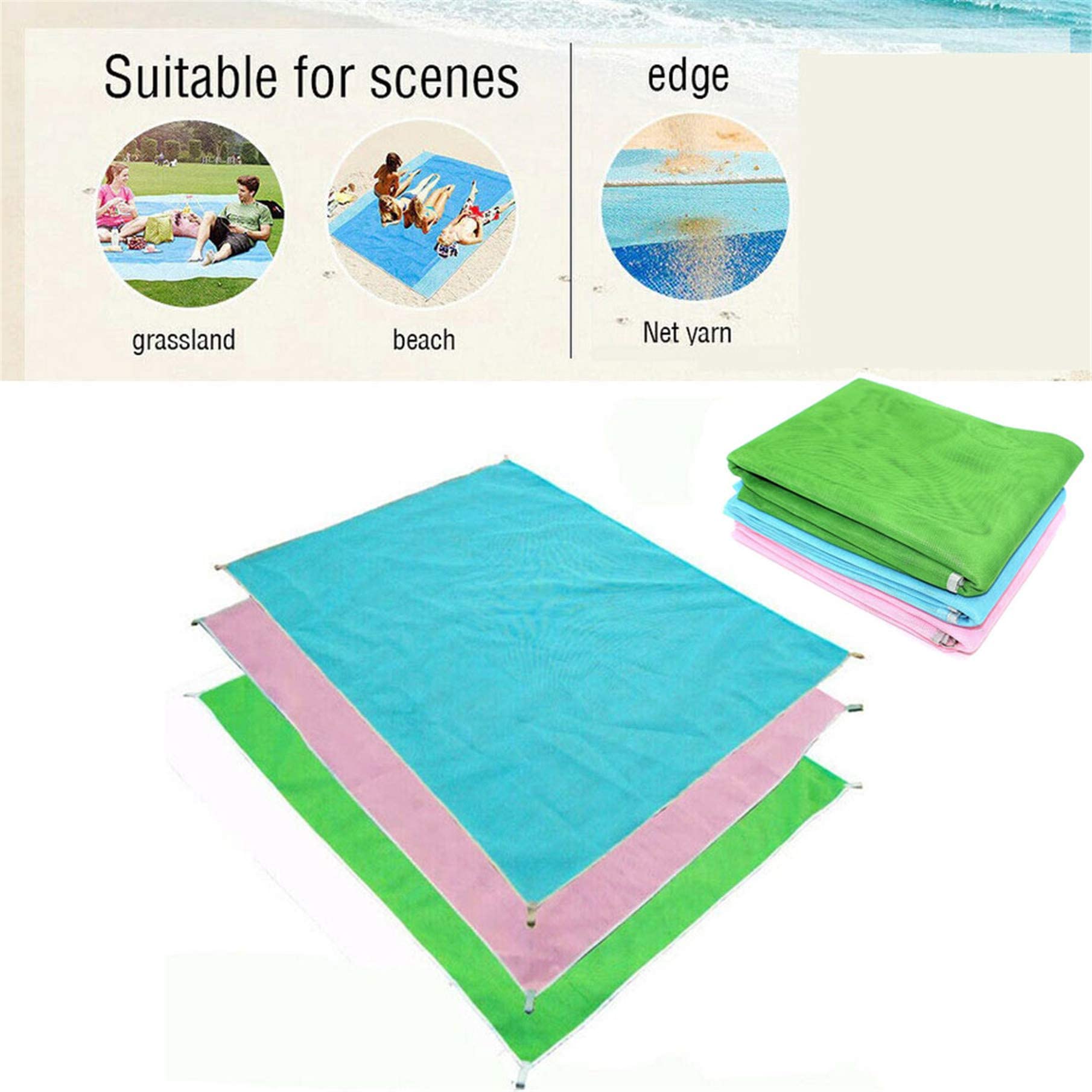 Sandproof Beach Blanket - Oversized Lightweight Sandless Magic Mat for Travel, Camping & Hiking | Portable Picnic Mat for Beach, Park & Outdoor Adventures