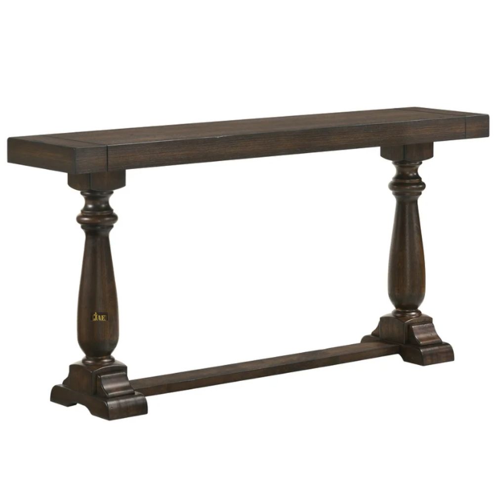 French Provincial Style Walnut Pillar Console Table - Elegant Entryway & Hallway Decor for Home & Office