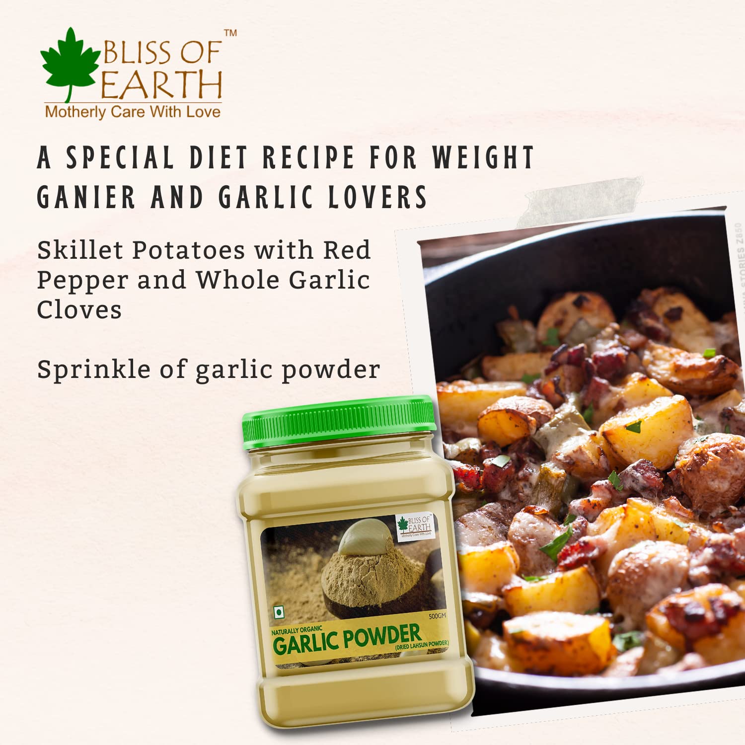 Organic Garlic Powder 500g - All Natural, Dried for Cooking | Perfect for Seasoning, Sauces & Homemade Spice Blends