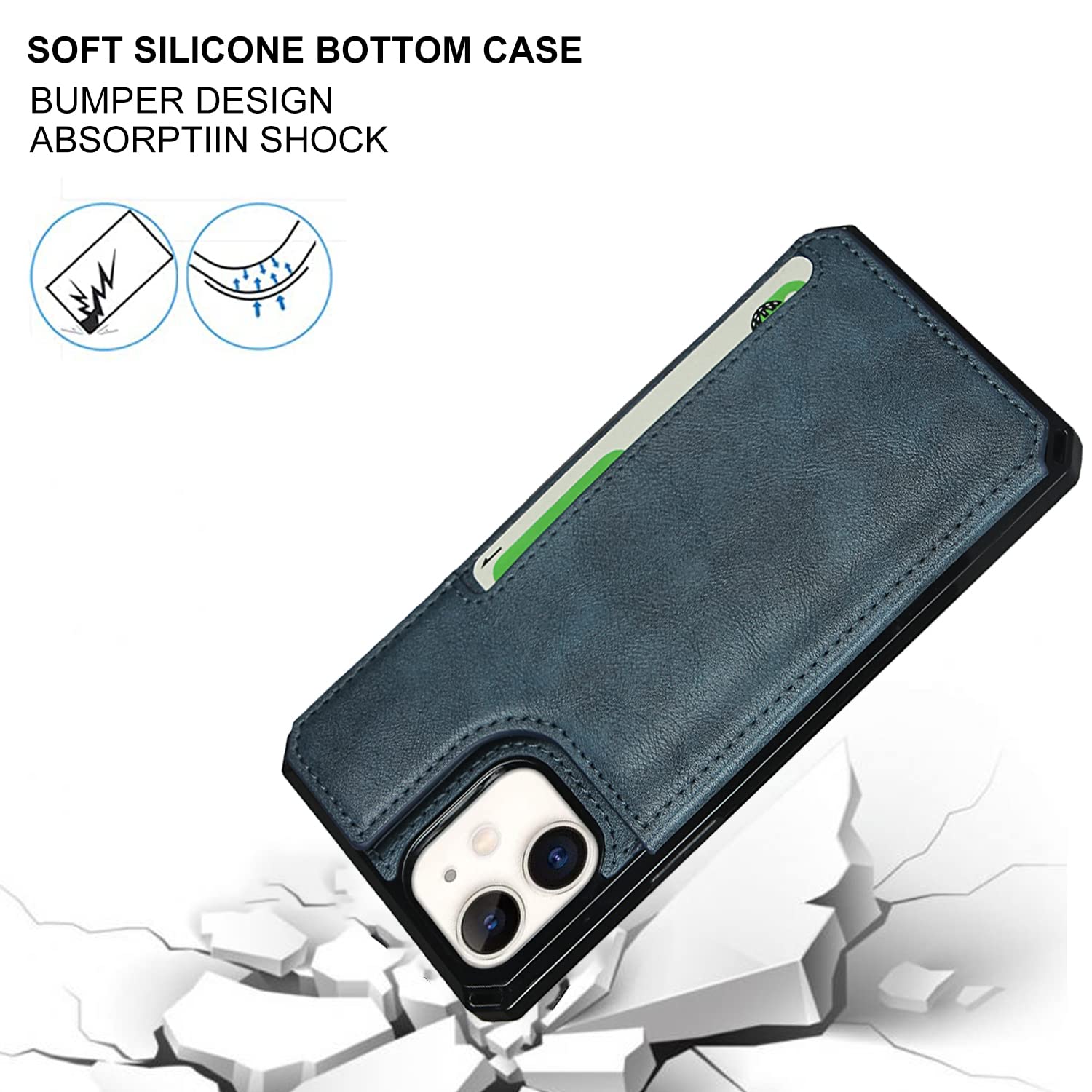 Premium PU Leather iPhone 11 Wallet Case with Card Slots & Kickstand - Magnetic Clasp, Shockproof Flip Cover with Wrist Strap (Blue) - Perfect for Daily Commute, Travel & Hands-Free Convenience