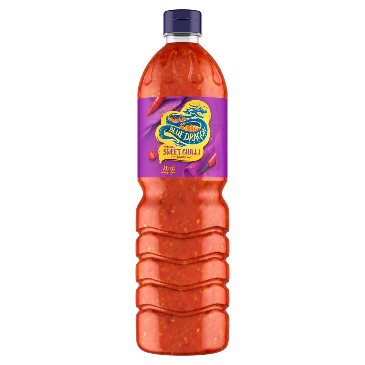 Blue Dragon HOT Sweet Chili Dipping Sauce - 1 Liter Bottle | Thai-Inspired Sauce for Spring Rolls, Dumplings & Stir-Fry | Gluten-Free & Vegan Condiment