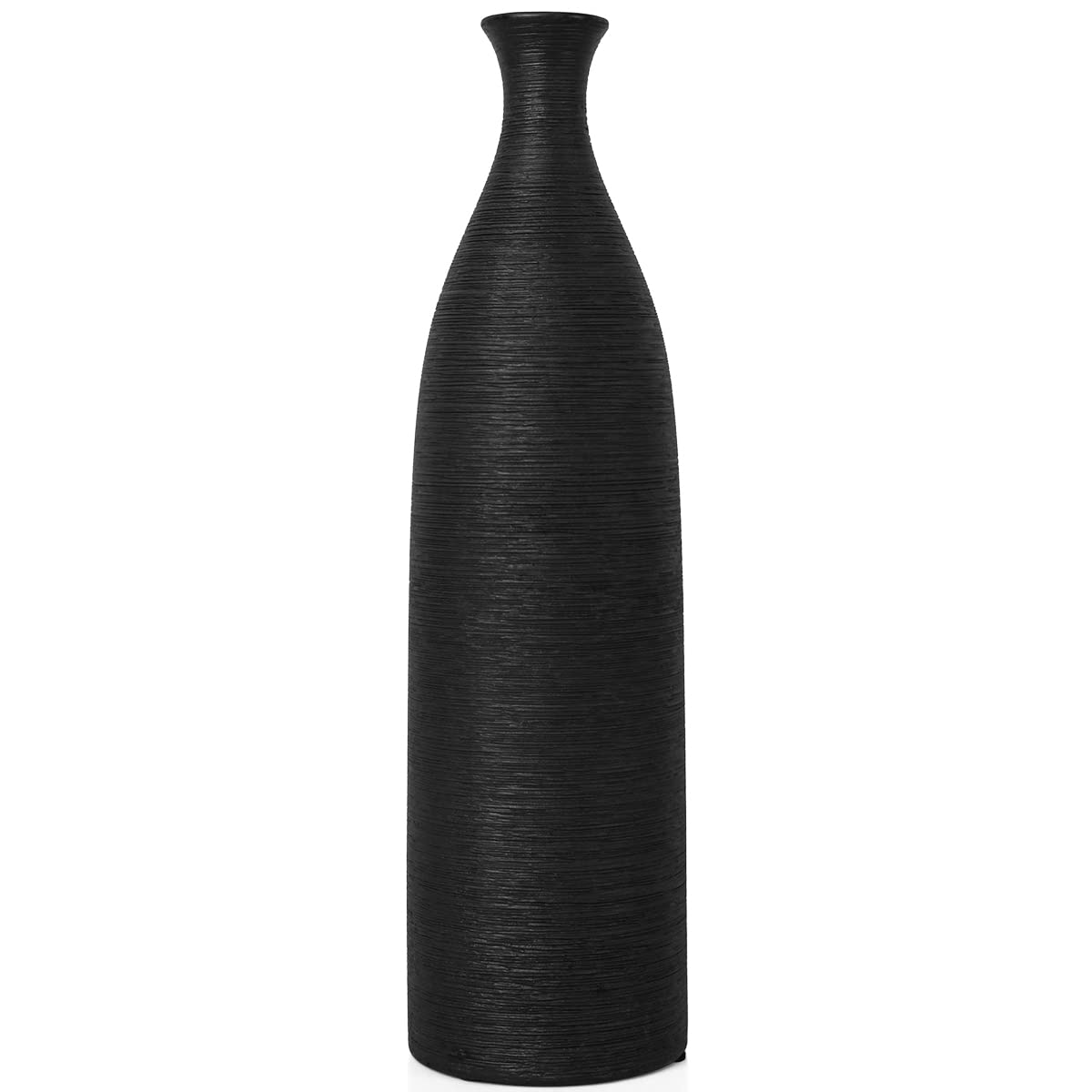 Modern Black Ceramic Vase - 13.3 Inch Small Narrow Neck Flower Vase for Home Decor, Farmhouse, Fireplace & Table Centerpiece | Elegant Ceramic Decorative Vase for Living Room, Dining Table & Wedding Decor