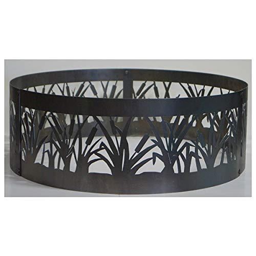 48 Inch Black Fire Ring Fire Pit - Heavy Duty Metal Outdoor Camping Fire Ring for Backyard, Patio, and Garden Gatherings
