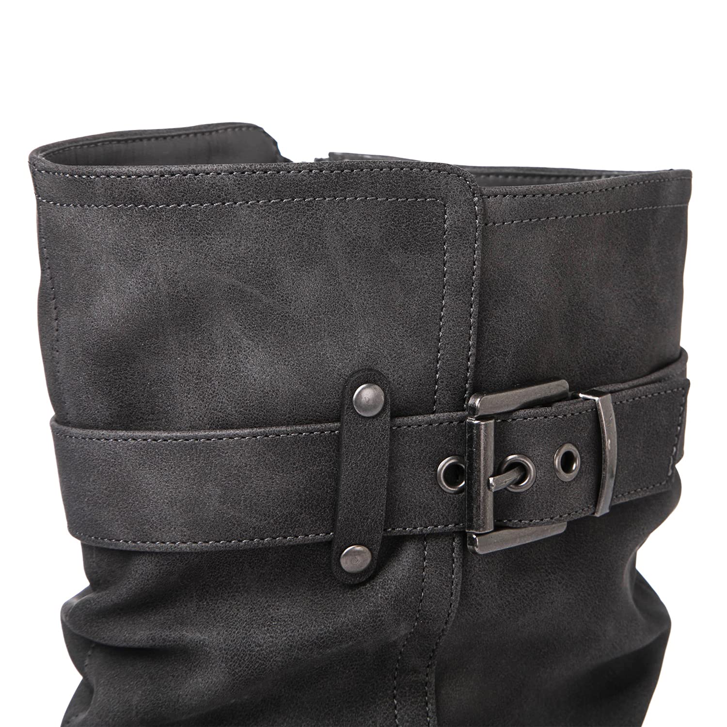 GLOBALWIN Women's Mid Calf Motorcycle Boots - Stylish Biker Riding Boots for Women | Perfect for Motorcycle Rides, Casual Outfits & Winter Fashion