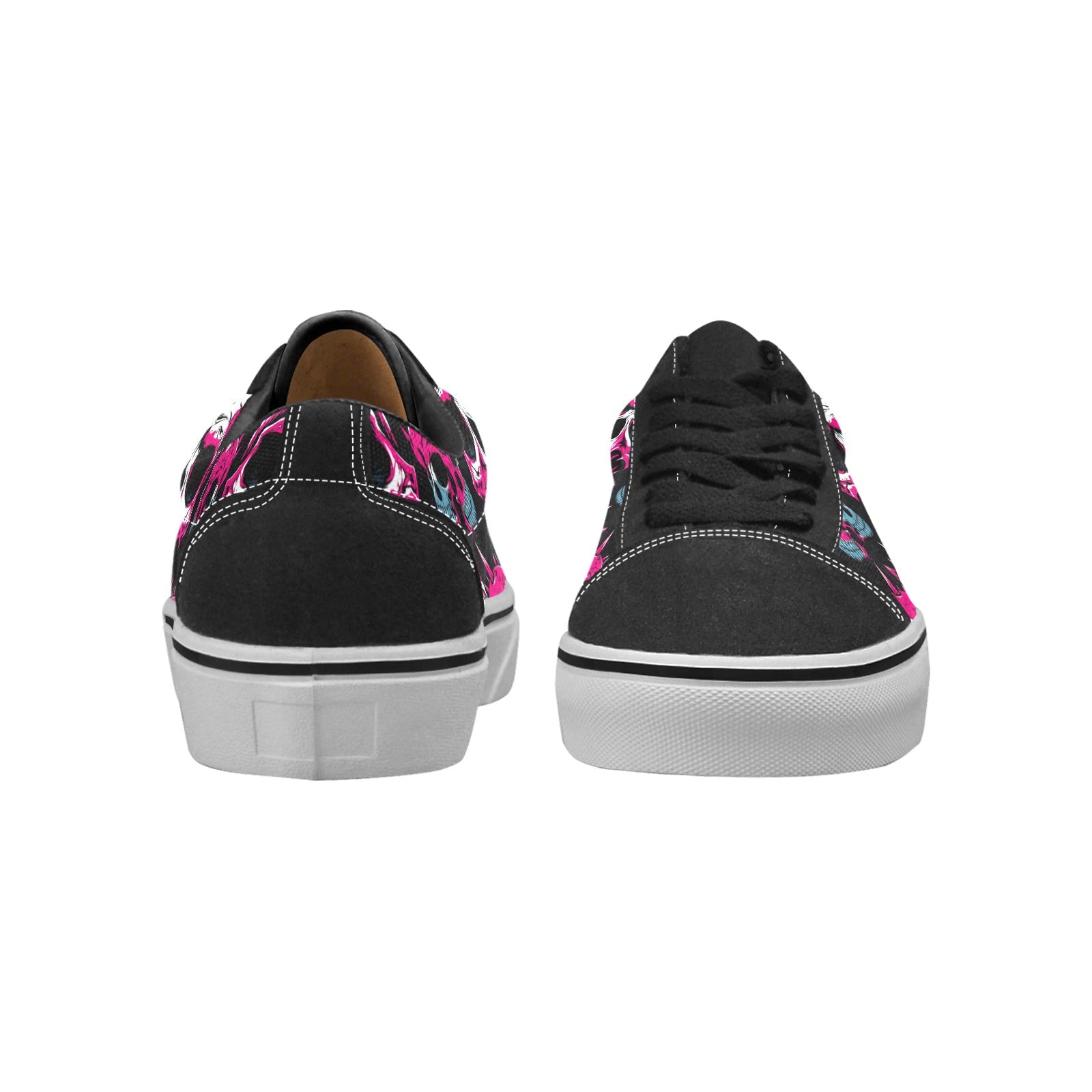 Punk Pink Skull Lace-Up Canvas Shoes for Women - Gothic Streetwear Fashion Sneakers - Perfect for Casual Wear, Concerts, and Halloween Costumes