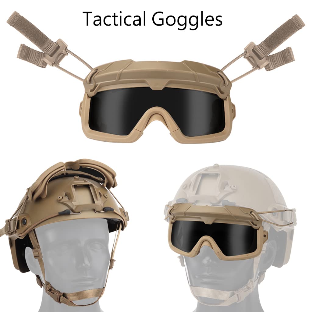 Tactical Airsoft Helmet & Mask Set with Noise Canceling Headset, Goggles, Battery Pocket & NVG Mount - Lightweight Fast Helmet for Outdoor Paintball, Hunting & Airsoft Games | Perfect for MilSim, CQB & Tactical Training
