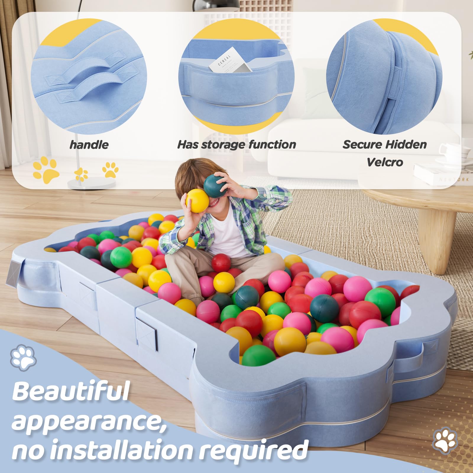 Portable Toddler Bed - Foldable Floor Bed for Kids 1-5 Years Old | Soft, Safe & Washable Travel Bed for Toddlers | Perfect for Home, Travel & Sleepovers (Blue)