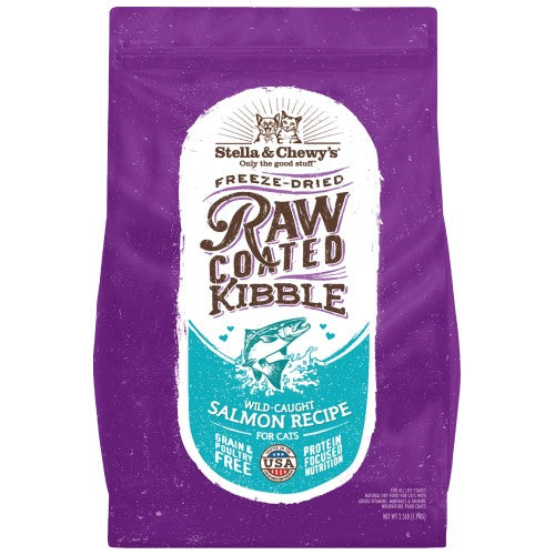 Stella & Chewy's Freeze-Dried Raw Coated Baked Cat Food Kibble - Wild Caught Salmon Recipe for Adult Cats | Grain-Free, High-Protein Dry Cat Food (2 Size Options) - Perfect for Indoor/Outdoor Cats & Picky Eaters