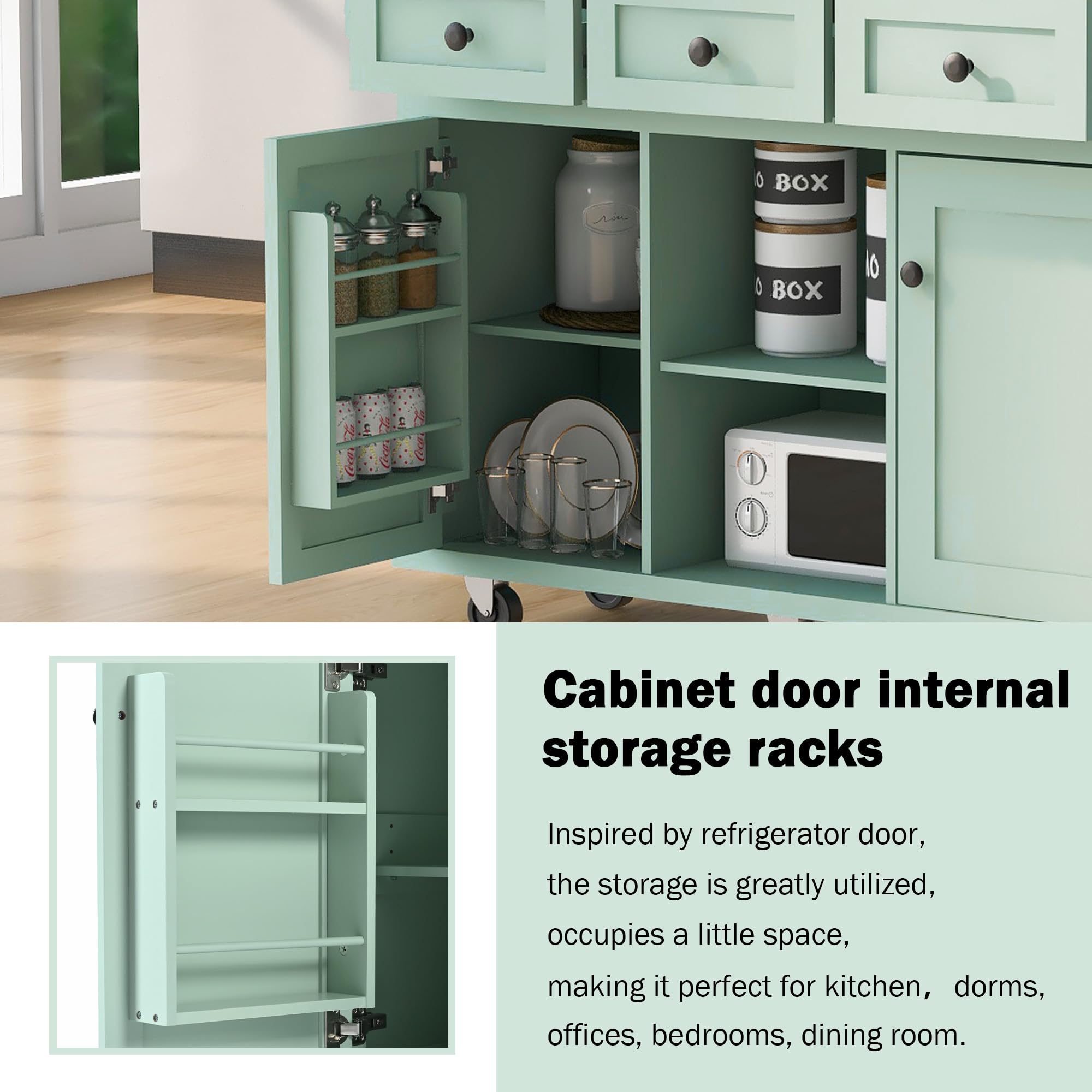 Rolling Kitchen Island with Storage & Drop Leaf - Portable Kitchen Cart with Drawers & Shelves for Small Spaces | Perfect for Dining Room, Apartment & Compact Kitchen Organization