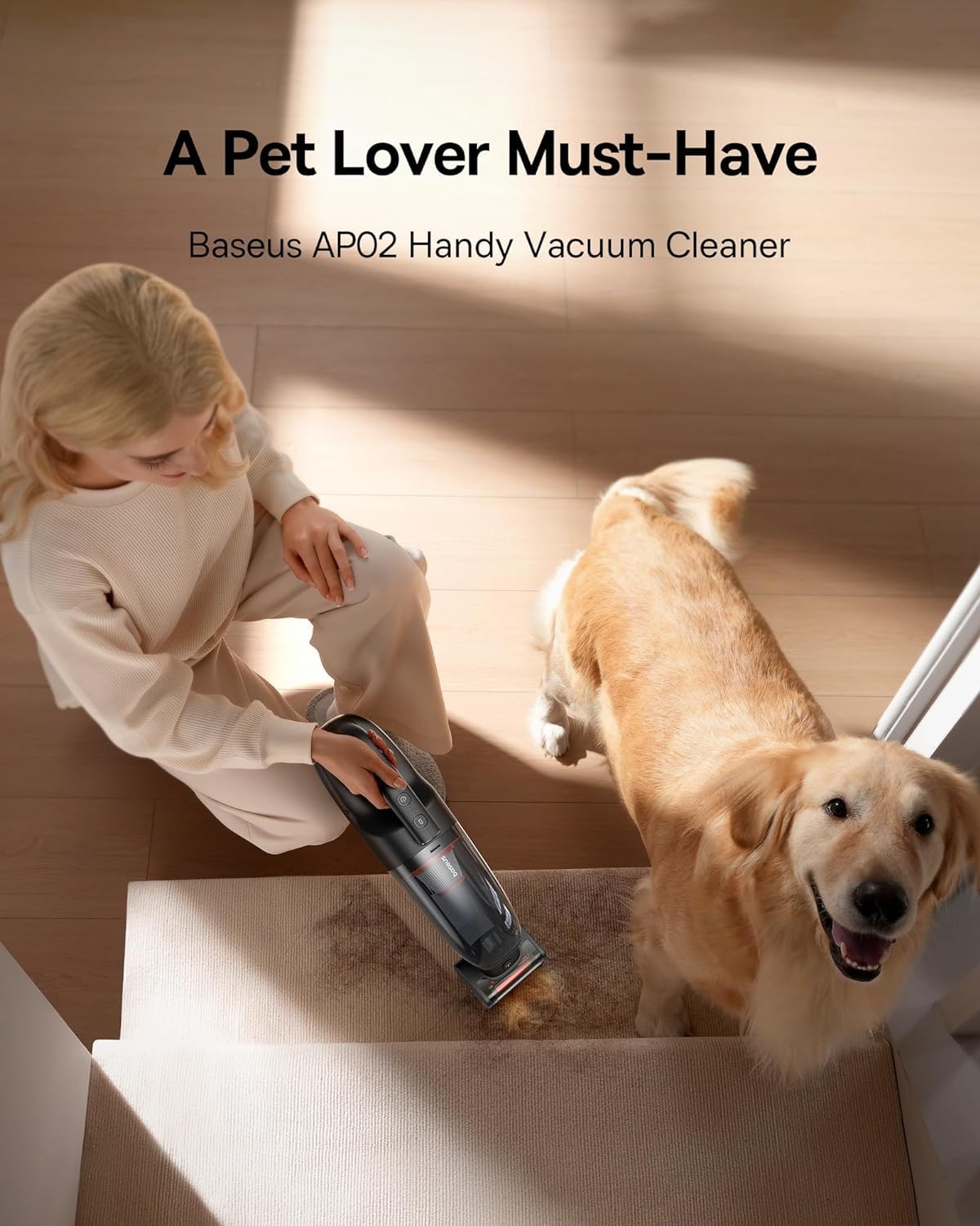 Baseus 160W Cordless Handheld Vacuum Cleaner - Powerful Car Vacuum for Pet Hair, LED Light, 10000mAh Rechargeable Battery - Portable for Home, Car, RV, Couch, Stairs - No Entanglement (AP02) | Perfect for Quick Cleanups & Pet Owners