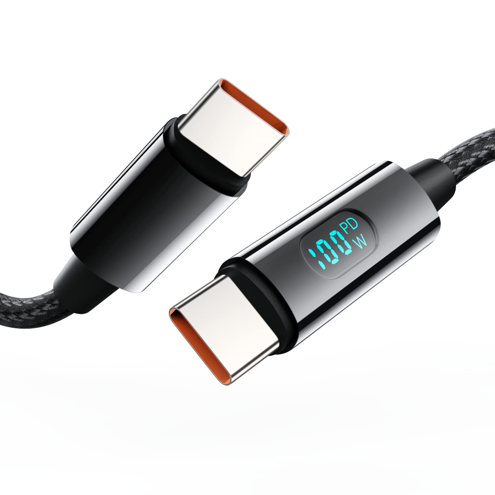 100W USB C to USB C Fast Charging Cable with LED Display - 5A PD Type C Charger for iPhone 16/16 Pro Max, iPad, MacBook, Switch, Kindle - Perfect for Home, Office & Travel (3.3ft)