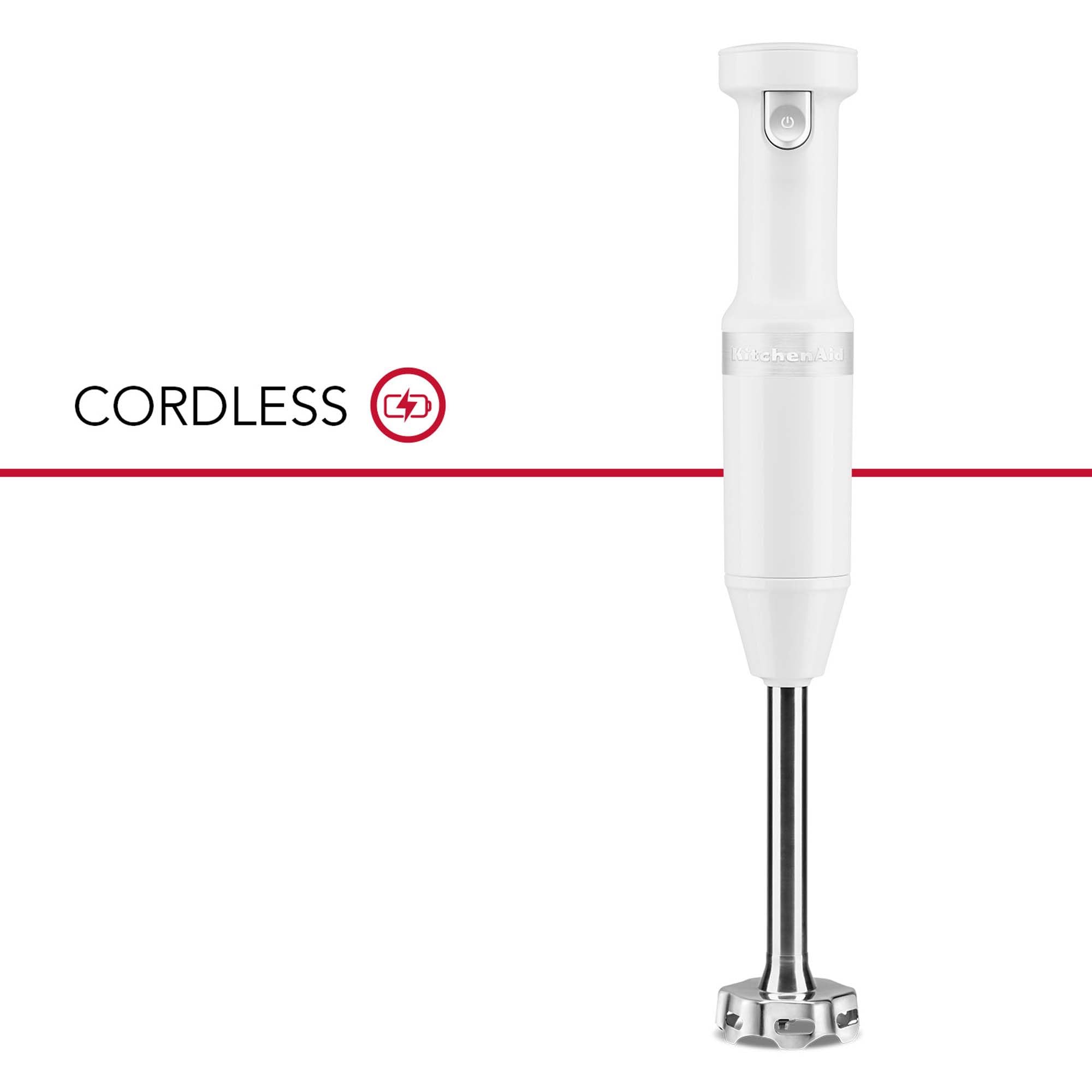 KitchenAid KHBBV53 White Cordless Variable Speed Hand Blender - Powerful Immersion Blender for Smoothies, Soups & Baking - Perfect for Home Kitchen & Professional Use