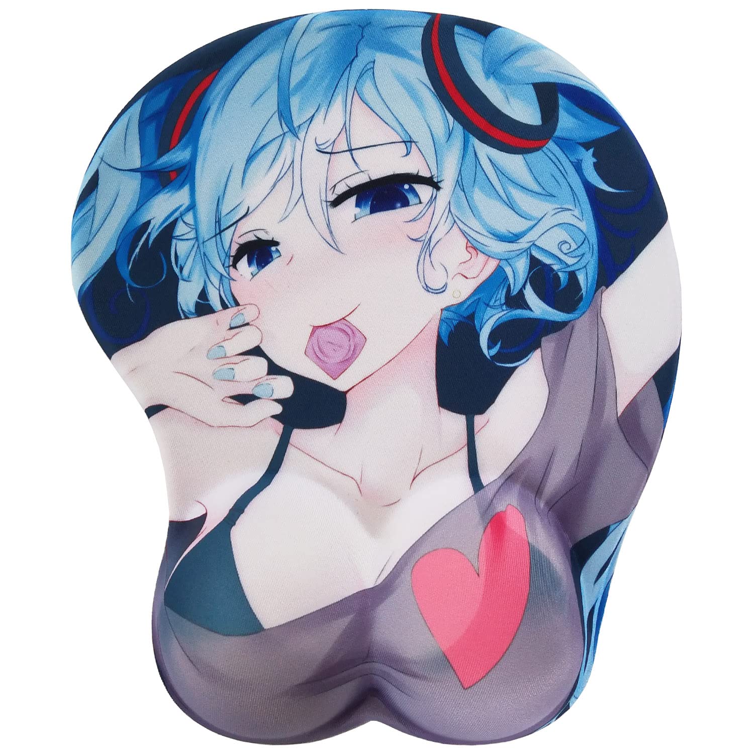 Anime Gaming Mouse Pad with Wrist Support - Kawaii Funny Computer Mouse Mat for PC & Laptop - Grey Non-Slip Desk Accessory for Office & Gaming Setup