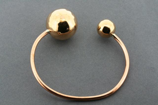 2 Pack Battered Ball End Cuff Bracelets - Vintage Copper Jewelry for Boho & Gothic Fashion, Perfect for Layering and Everyday Wear