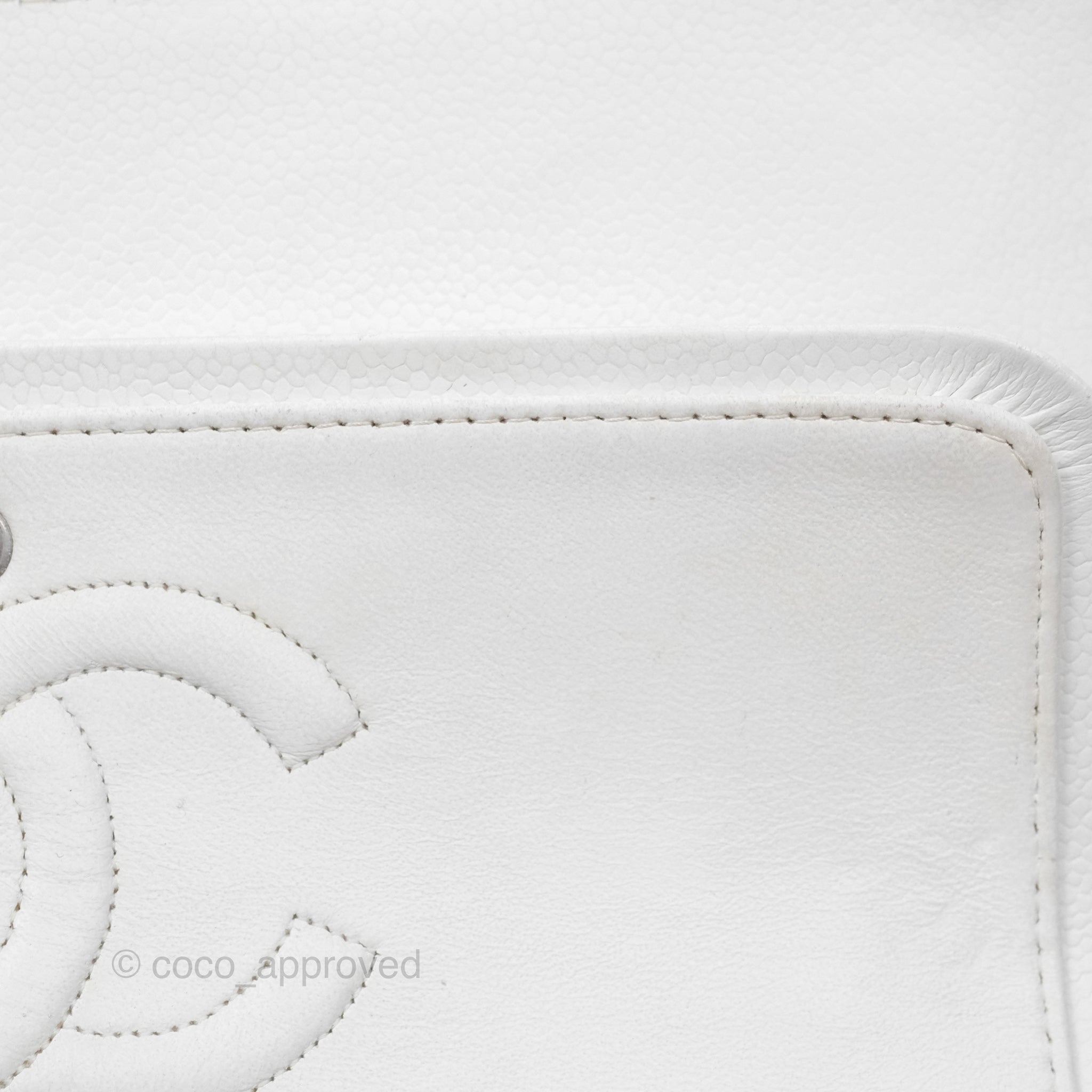 Chanel Classic Medium Double Flap Bag in White Caviar Leather with Silver Hardware - Luxury Handbag for Women, Perfect for Parties, Weddings & Everyday Elegance