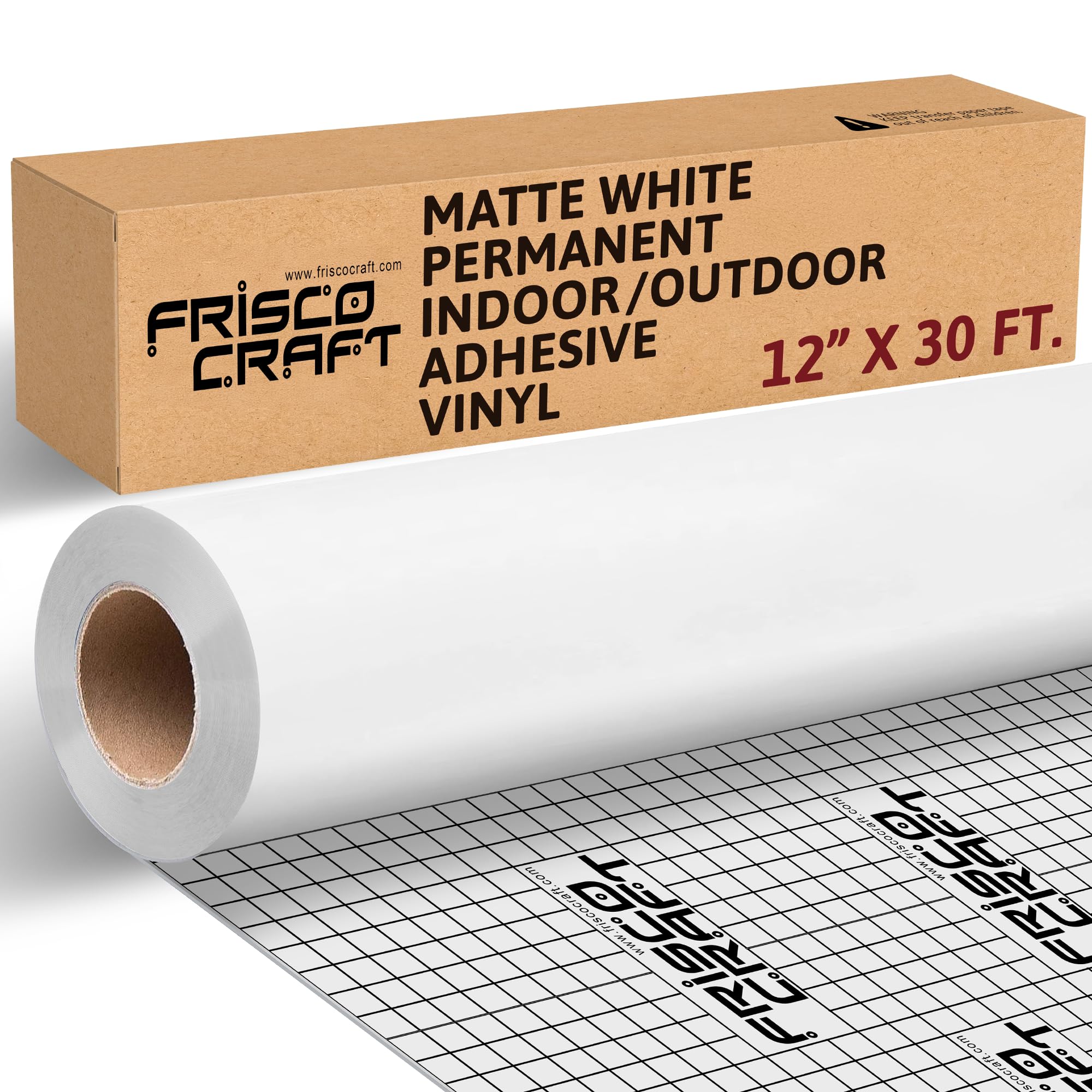 Premium Frisco Craft Matte White Permanent Adhesive Vinyl Roll - 12