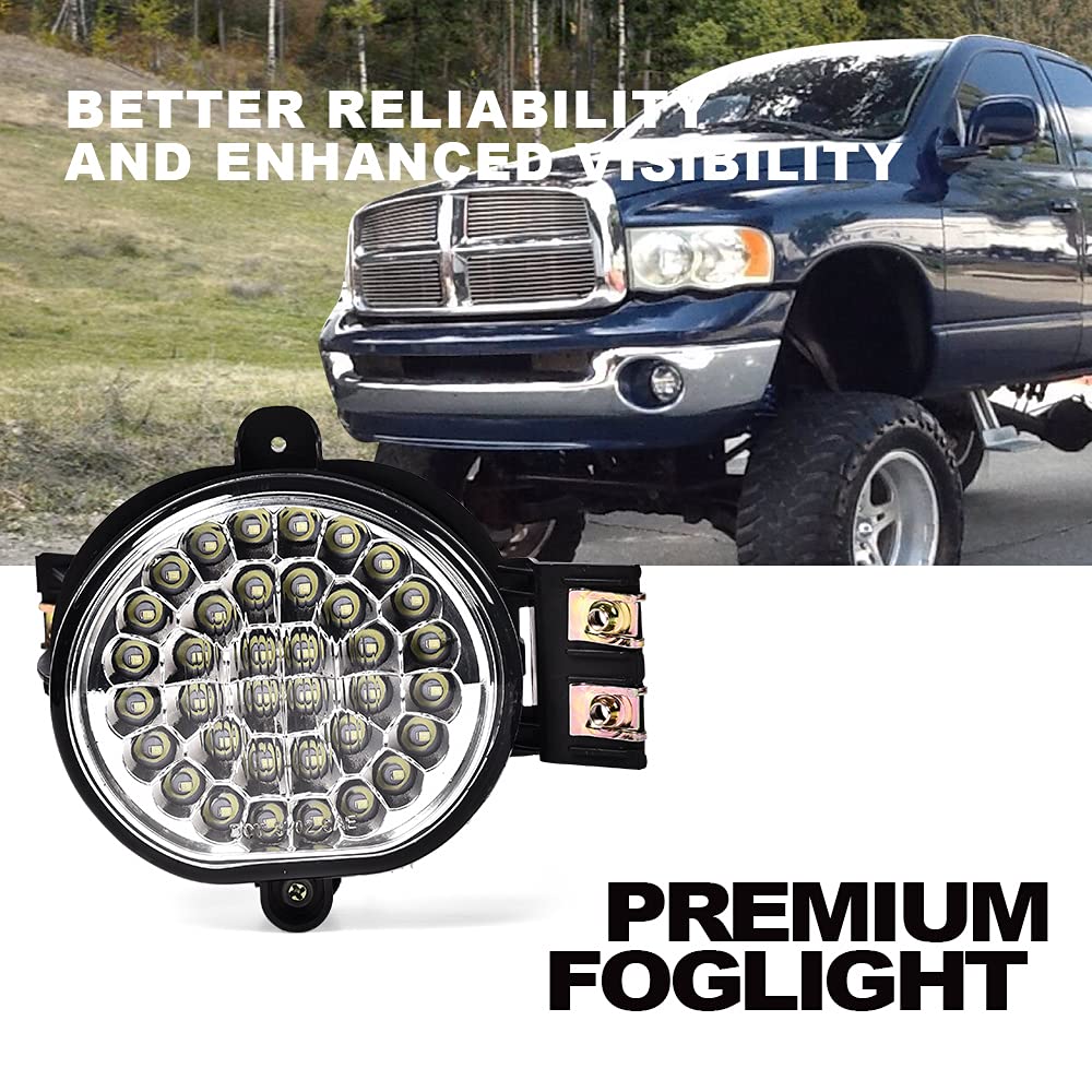 High-Performance LED Fog Lights for Dodge Ram 1500 (2002-2008) & Ram 2500/3500 (2003-2009) - Durable Off-Road Lighting for Night Driving & Foggy Conditions