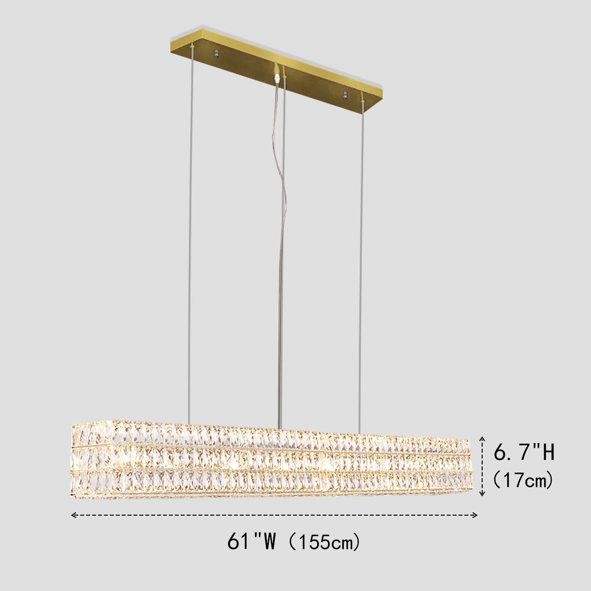 Luxury Pluto Halo Rectangular Crystal Chandelier - Modern LED Ceiling Light Fixture for Dining Room, Living Room & Bedroom - Elegant Home Decor Lighting Solution