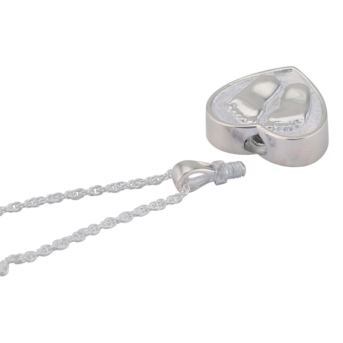 Sterling Silver Heart with Baby Feet Pendant Necklace - Cremation Jewelry for Ashes - Memorial Keepsake for Loved Ones - Perfect for Remembrance, Grieving & Special Occasions