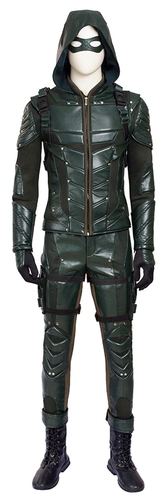Arrow TV Show Oliver Queen Cosplay Costume - Season 5 Hooded Outfit for Men | Halloween Party, Comic Con & Carnival Suit | Adult Superhero Dress Up