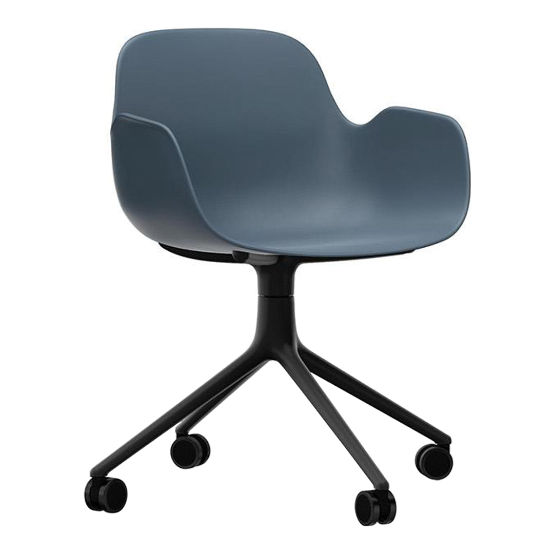 Modern Form Armchair with 4-Wheel Swivel Base - Ergonomic Office Chair for Home & Workspace - Perfect for Desks, Living Rooms, and Study Areas