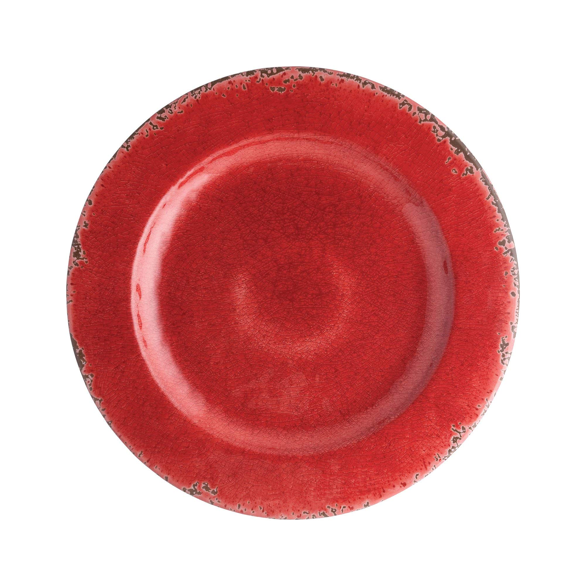 UPware 16-Piece Crackle Melamine Dinnerware Set - Durable Outdoor Dishes, Plates & Bowls for 4 - Shatterproof Red Tableware - Perfect for Picnics, Camping, and Patio Dining