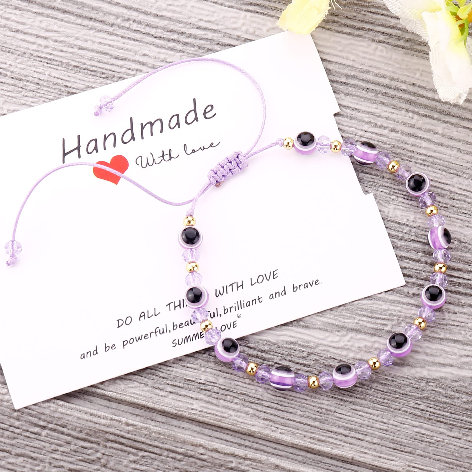 Evil Eye Bracelet for Women - Adjustable Protection Jewelry with Blue & Red String - Mal De Ojo Bracelet for Teens & Adults - Perfect for Spiritual Protection & Fashion Accessories (Purple)