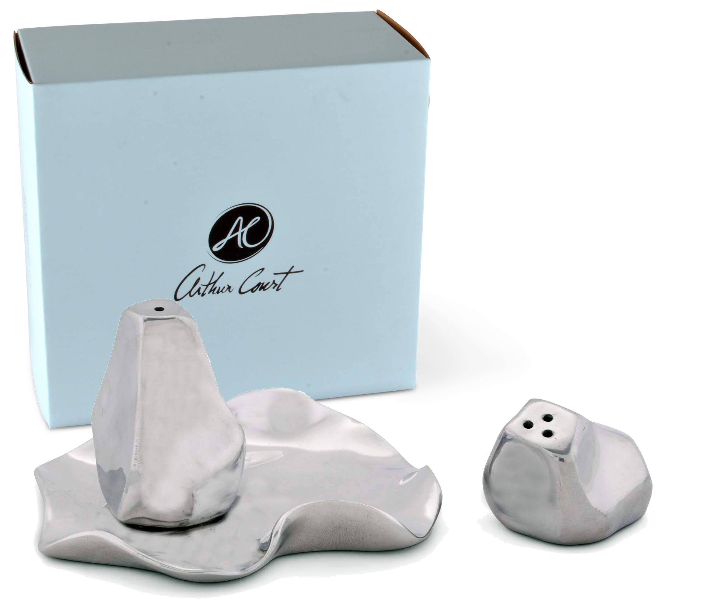 Premium Arthur Court Hand-Polished Aluminum Salt and Pepper Shaker Set - 6
