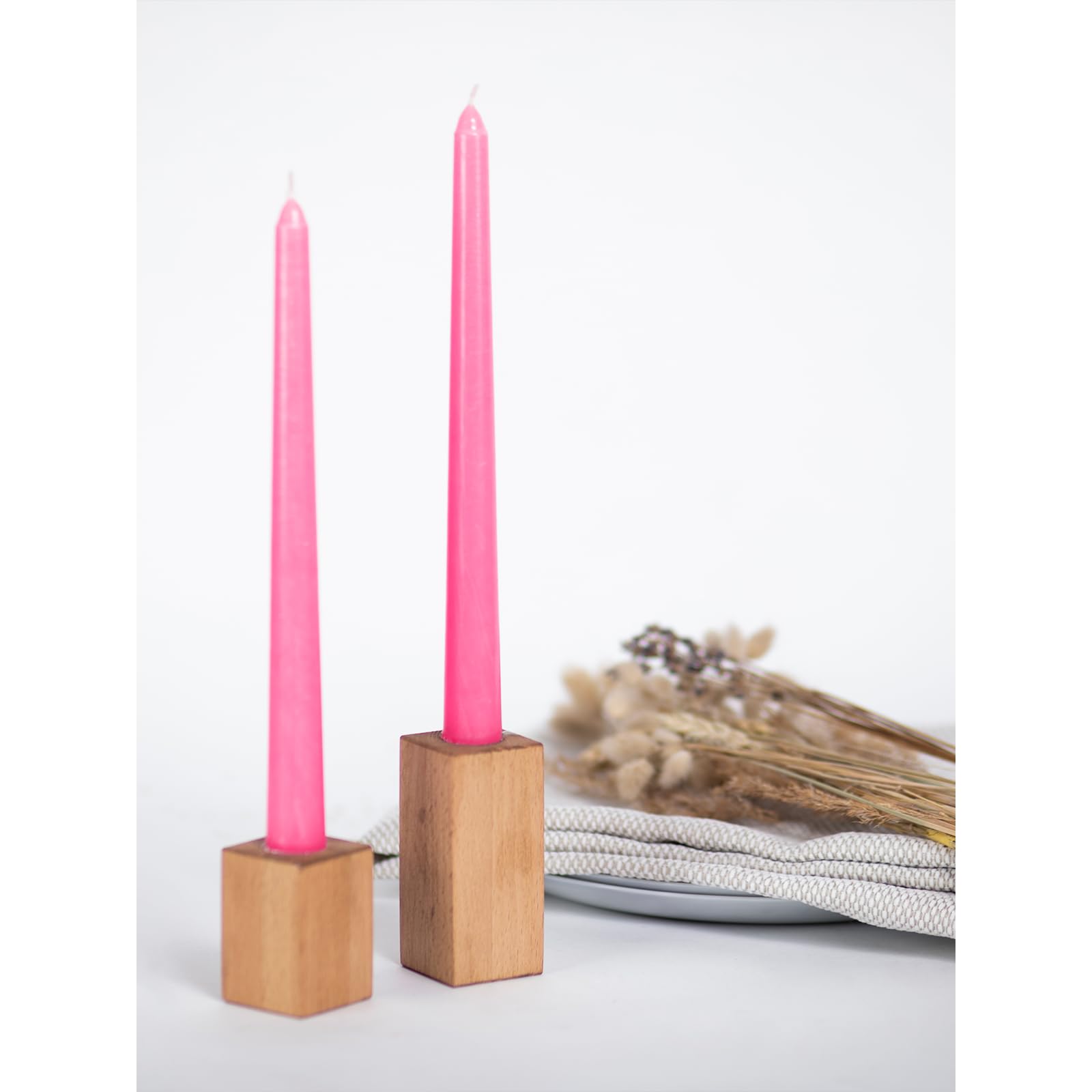 Premium 10 Inch Taper Candles Set of 12 - Dripless Unscented Candlesticks for Elegant Dining & Home Decor - Romantic Pink Dinner Candles for Weddings, Anniversaries & Holiday Centerpieces