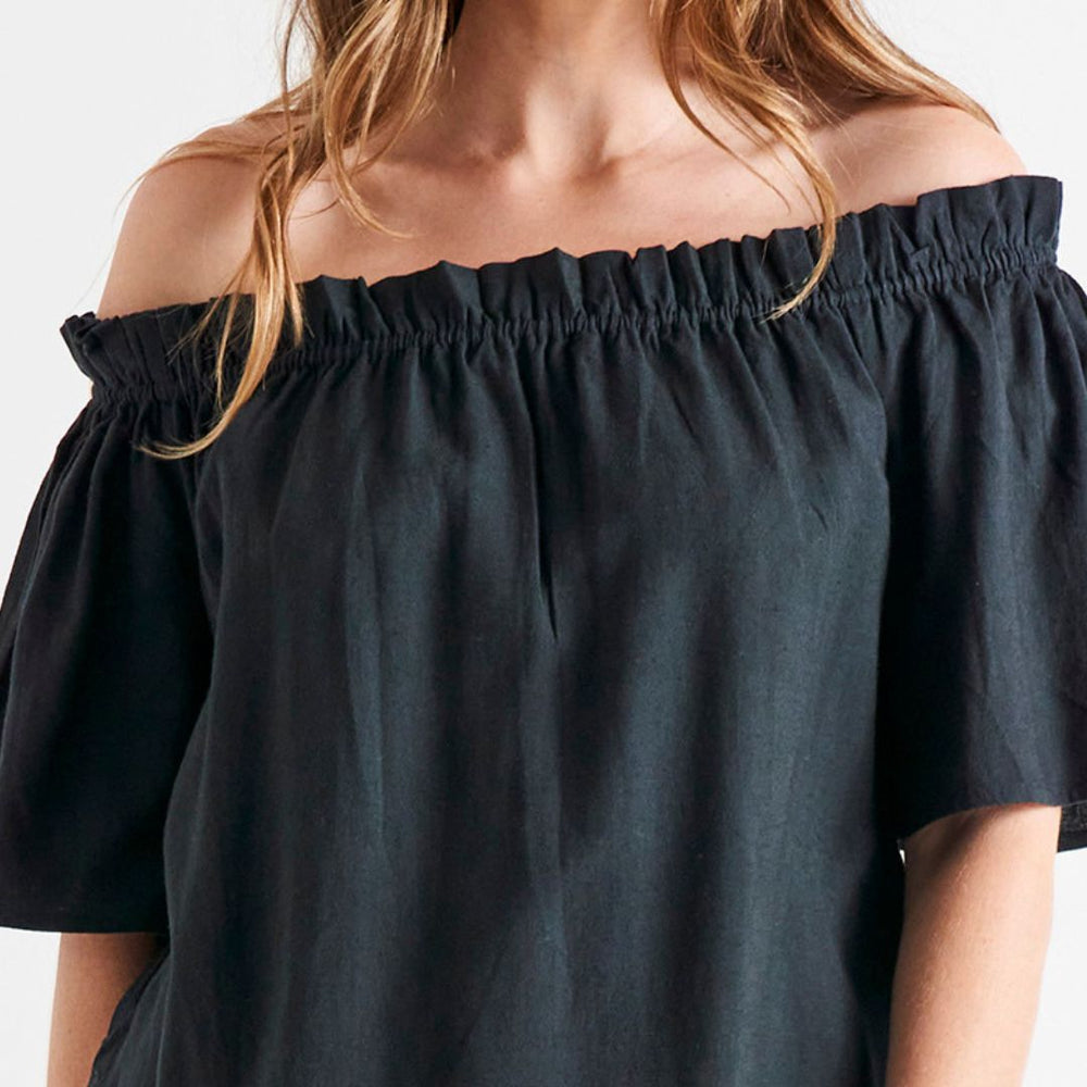 Betty Basics Jessica Shoulder Top Coal - Women's Casual Sleeveless Blouse for Summer Outfits, Office Wear & Date Nights