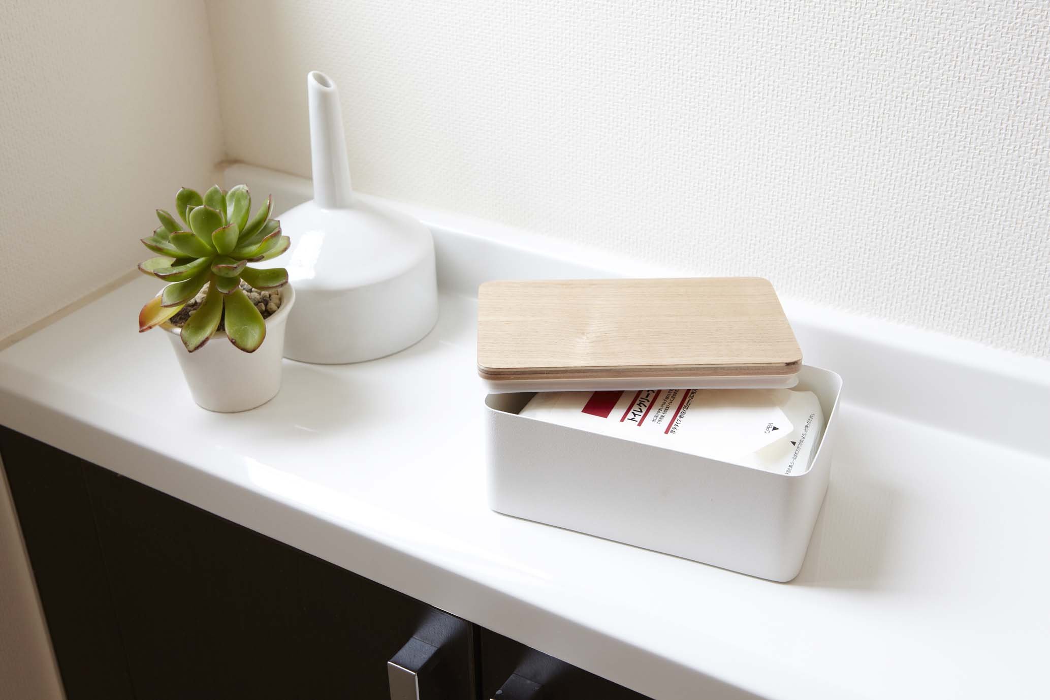 Yamazaki White Wet Wipes Tissue Dispenser with Concealed Tissue Box - Perfect for Bathroom, Kitchen & Baby Care Organization