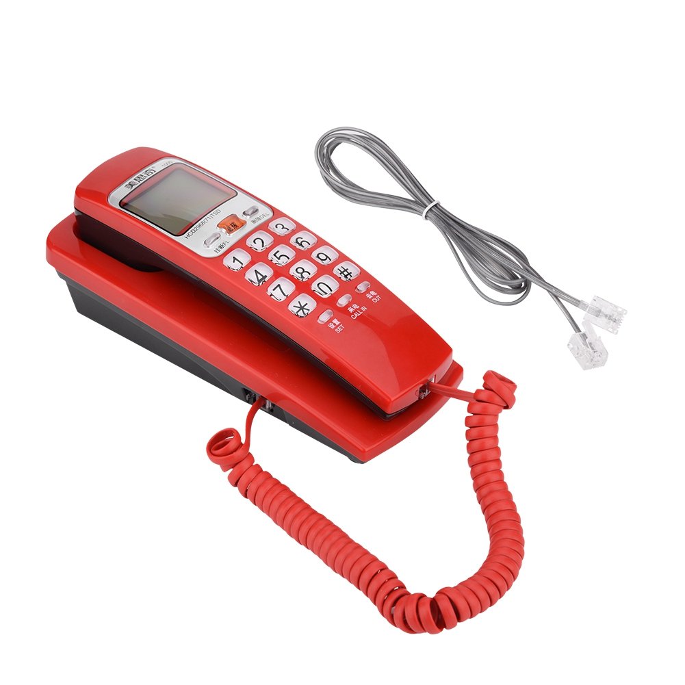 Mini Corded Landline Phone with Caller ID & Backlit Dial - 30 Number Memory, Compact Home Office Telephone (Red) | Perfect for Small Spaces, Bedrooms, and Workspaces