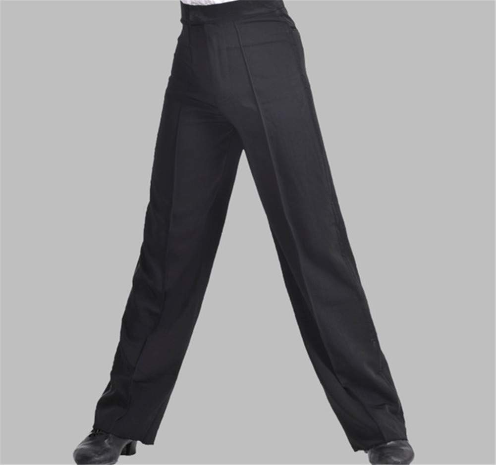 WENDYWU Men's Latin Dance Pants - Black Ballroom Competition & Practice Trousers for Rumba, Tango, Salsa | Professional Modern Dancewear for Performances & Training
