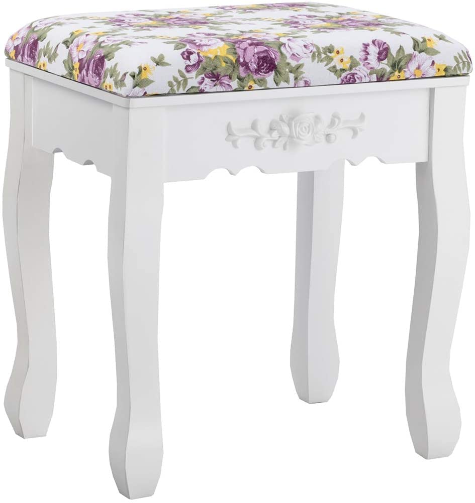LDAILY Vanity Table Set with Cushioned Stool - White Makeup Dressing Table with Tri-Folding Oval Mirror, 7 Storage Drawers & Detachable Writing Desk for Women & Girls | Perfect for Bedroom, Dressing Room & Home Beauty Station