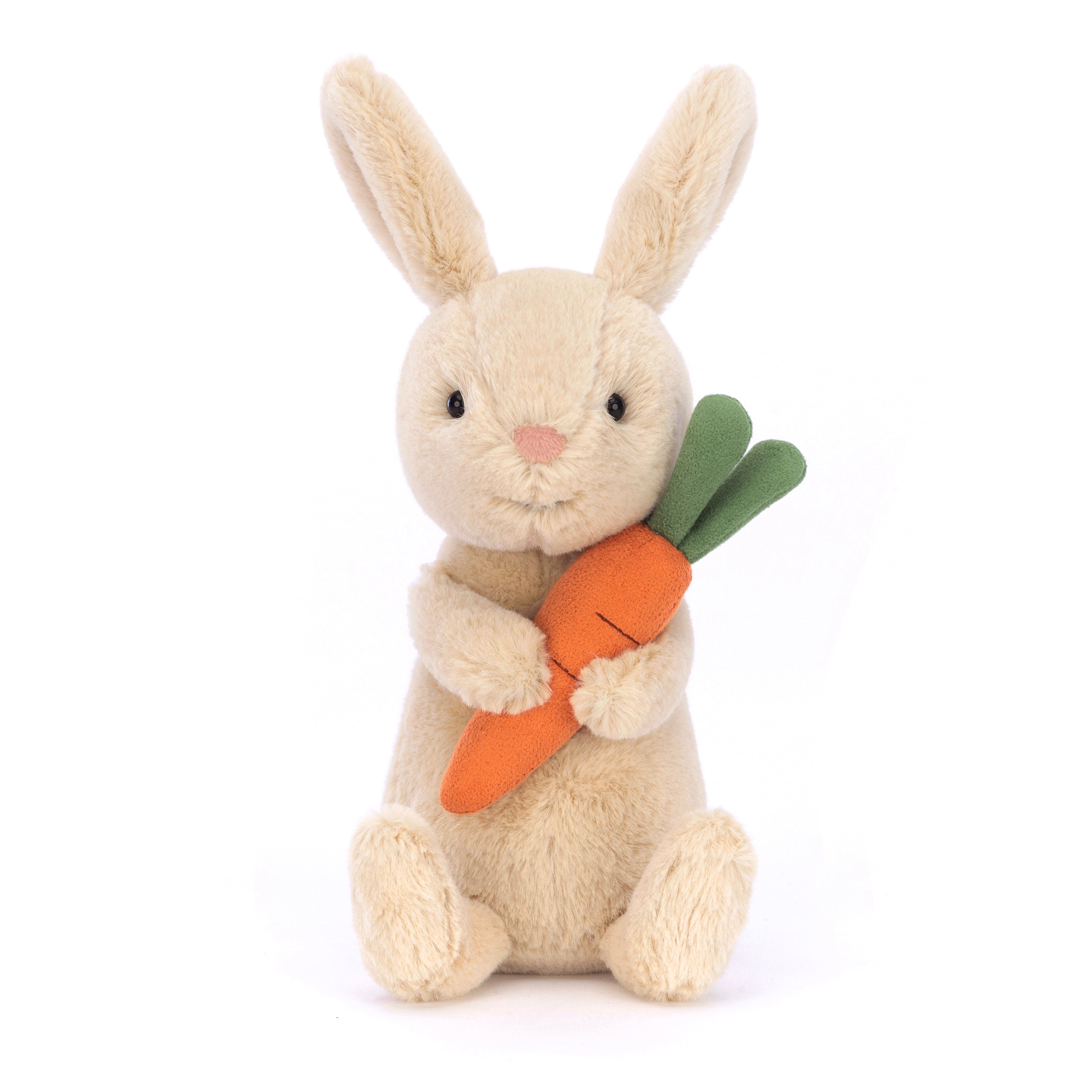 Bonnie Bunny Plush Toy with Carrot - Soft Stuffed Animal for Kids' Bedroom Decor, Easter Gift & Nursery Cuddling Companion