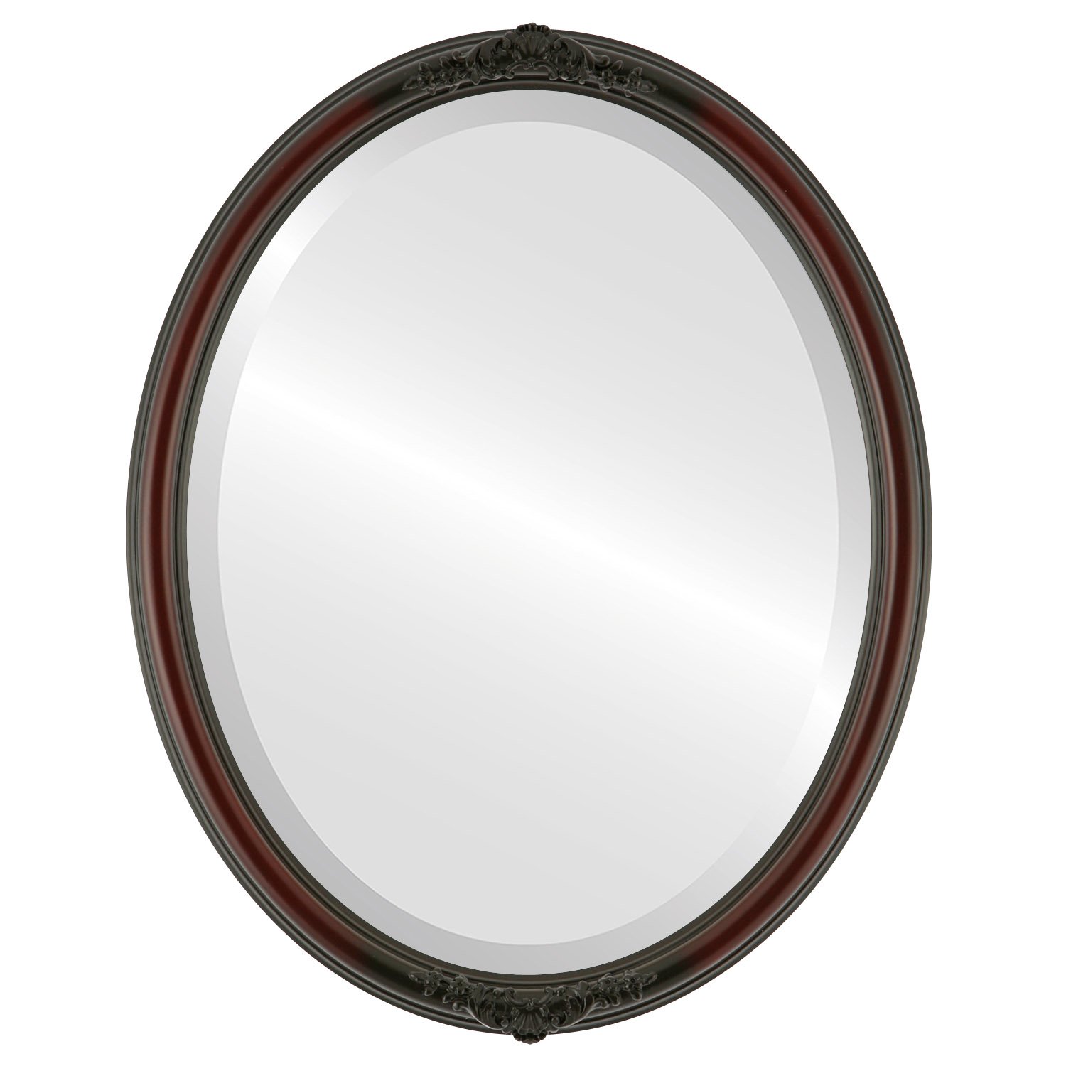 OVALCREST Oval Beveled Wall Mirror - Rosewood Frame - 20x26 Inches - Elegant Home Decor for Living Room, Bedroom & Entryway - Contessa Style Mirror for Wall Mounting