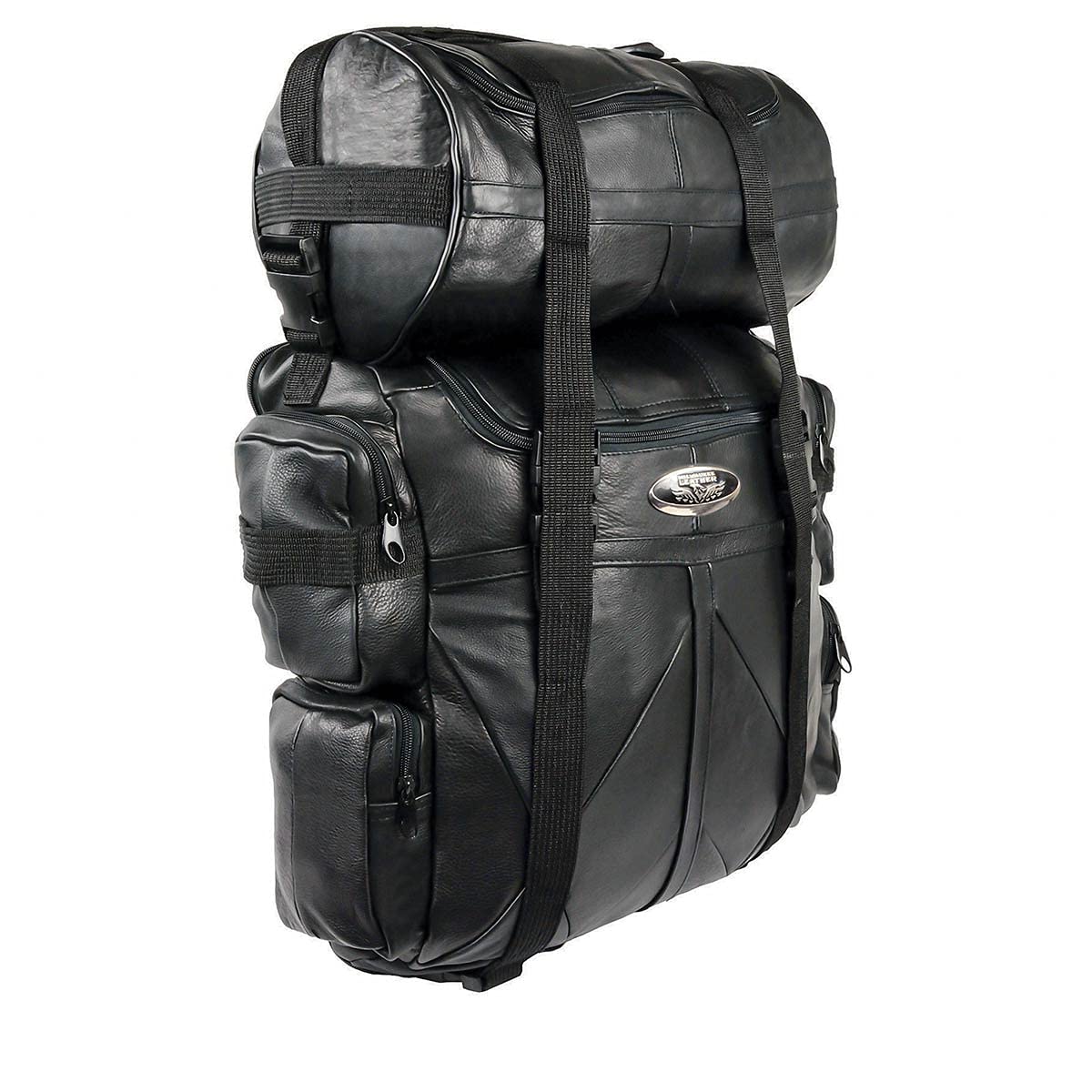 Milwaukee Leather SH537 Large Black Motorcycle Sissy Bar Pack - Premium Leather Storage Bag for Bikes, Cruisers & Touring | Perfect for Long Rides, Road Trips & Gear Organization