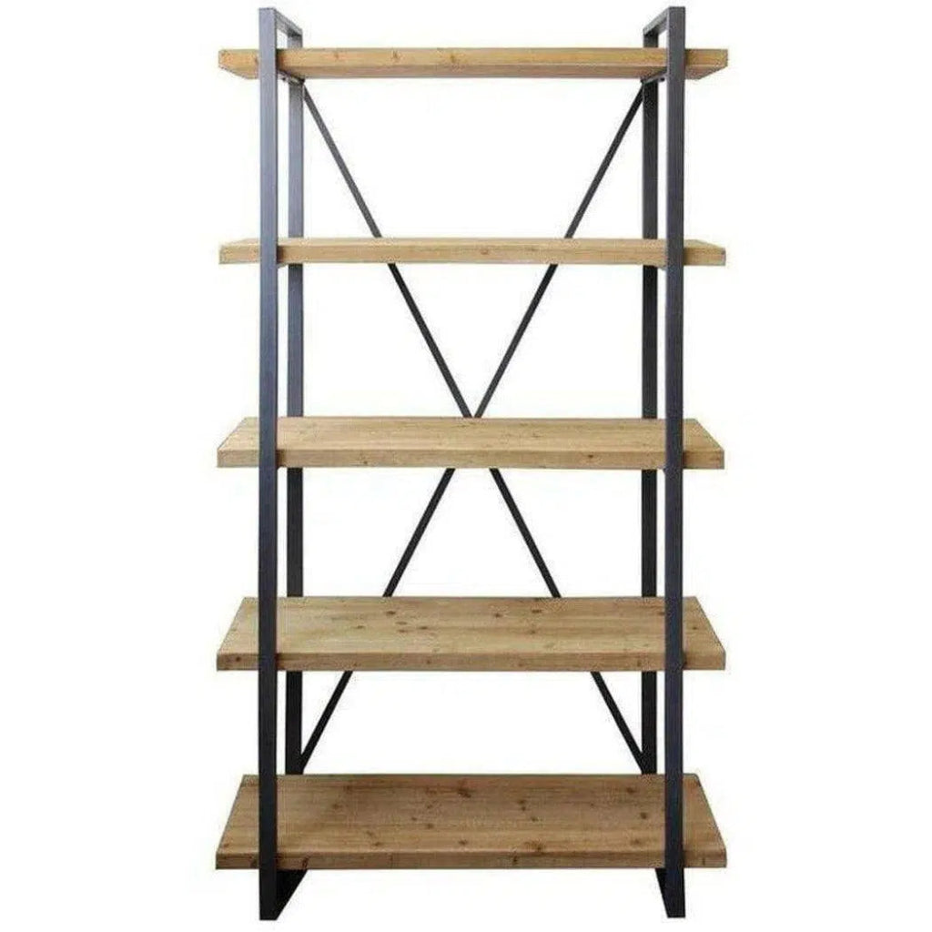 47 Inch 5-Tier Wooden Shelf - Rustic Brown Floating Shelves for Living Room, Bedroom, Bathroom Storage & Decor
