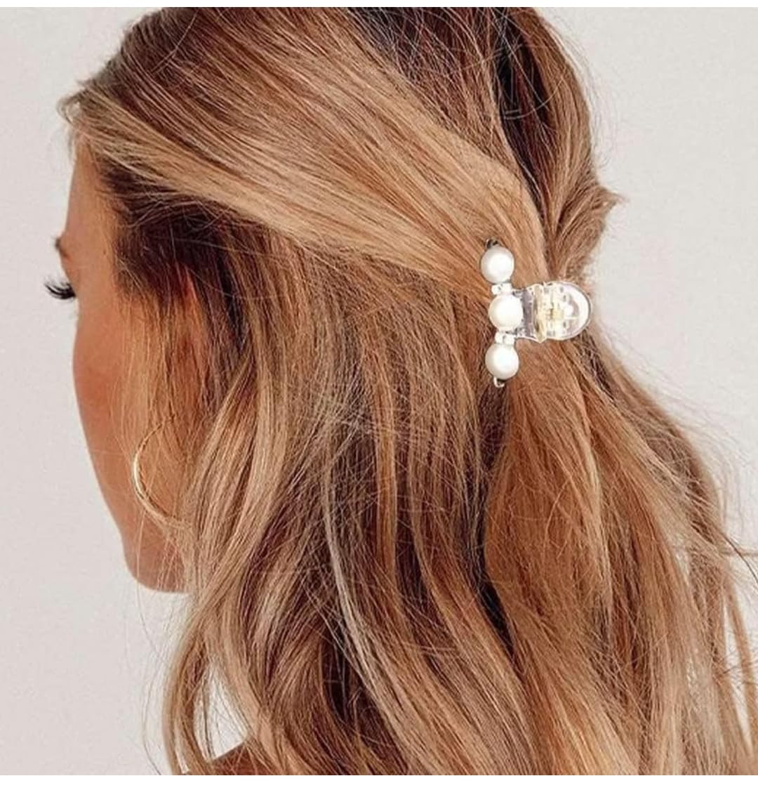 SHIDARA 3-Pack White Pearl Hair Clips for Women - Non-Slip Crystal Hair Claw Clamps, Elegant Hair Accessories for Girls & Women - Perfect for Parties, Weddings & Everyday Styling (3 PCS)