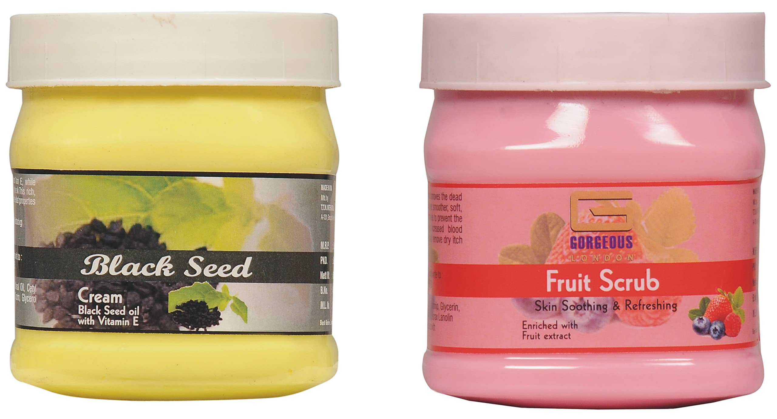 Premium London Black Seed Cream & Exfoliating Fruit Scrub Duo (2-Pack, 450g Each) - Natural Skincare Set for Glowing Face & Body - Perfect for Spa Day & At-Home Self Care