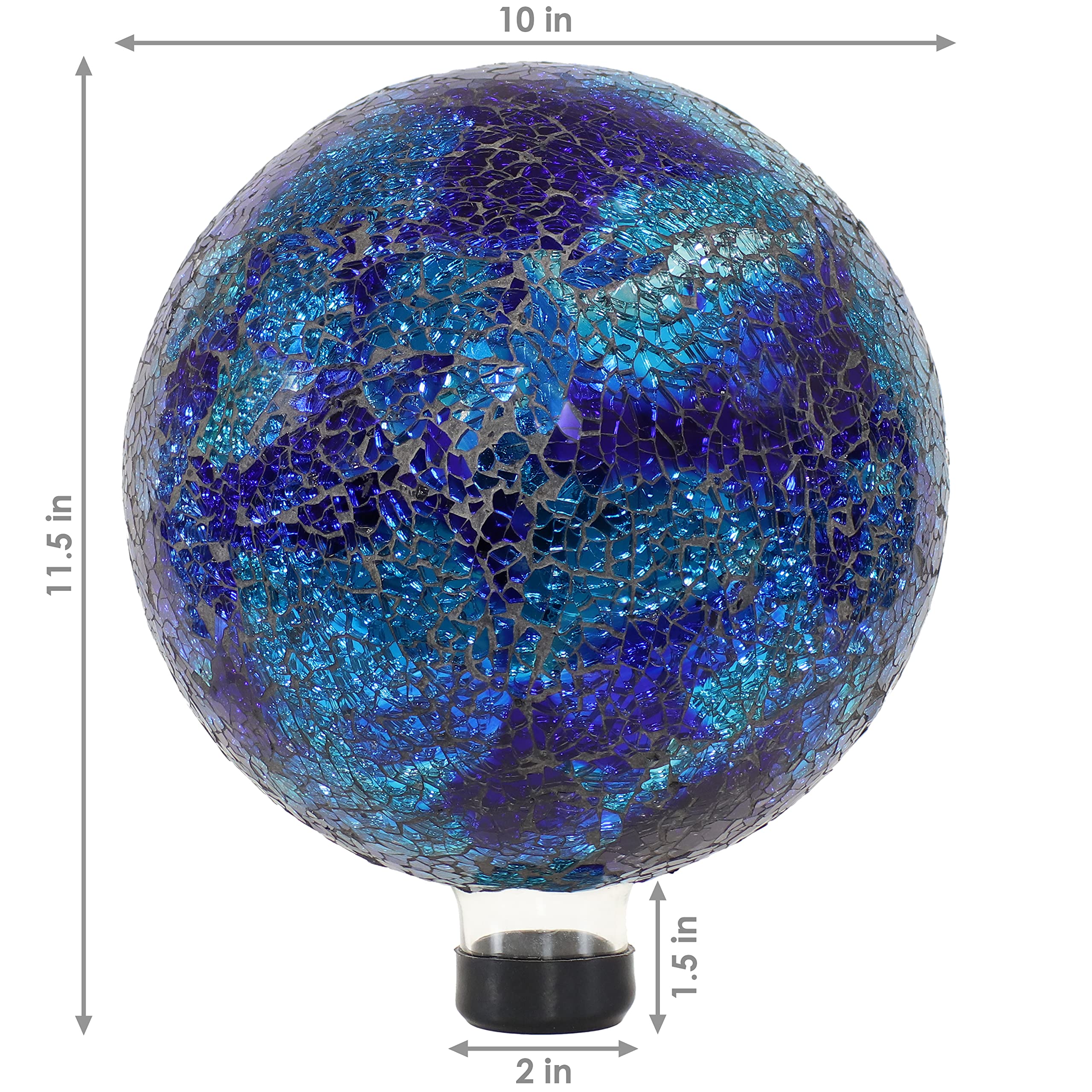 Sunnydaze 9-Inch Indigo Glass Flower Fly-Through Bird Feeder & 10-Inch Deep Ocean Swirl Blue Crackled Mosaic Gazing Globe Set - Outdoor Garden Decor for Birds & Aesthetic Landscaping