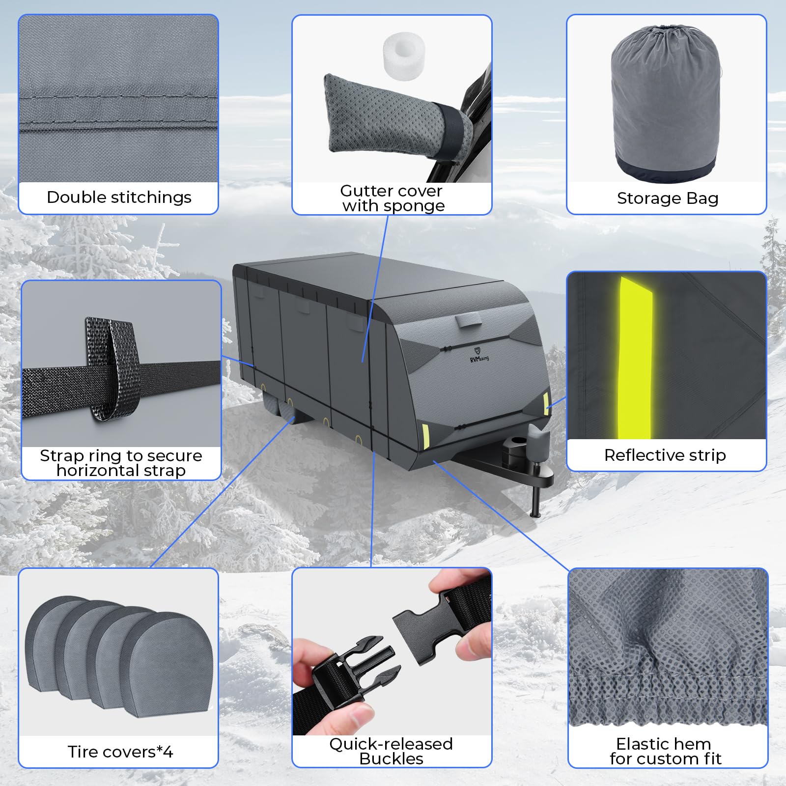 Heavy Duty RV Cover for Travel Trailers 26'1
